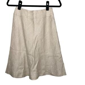 Talbots career skirt women's Petites 2 cream metallic linen blend knee length